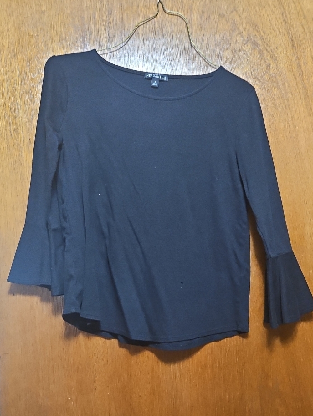 J. Crew Black Long-Sleeve Bell Cuff Top
